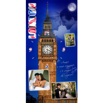 Stampa Tela con Orologio 30x60cm